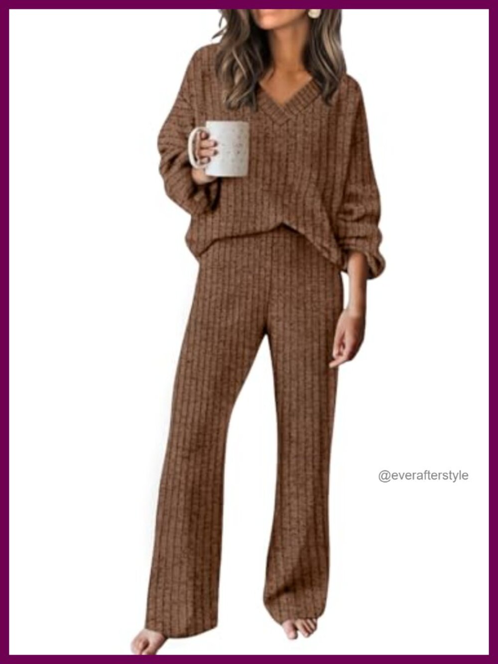 Cozy Lounge Set Sweater & Wide Leg Pants Travel Yoga Outfit